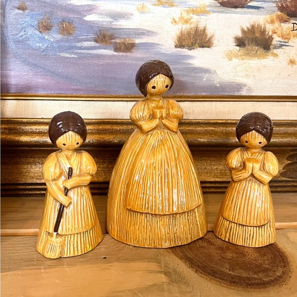 Vintage cornhusk figurines. 3 PC SET SALT & PEPPER SHAKERS & garlic holder. - Picture 3 of 4